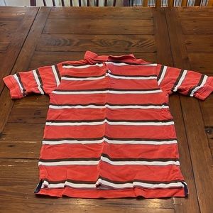 Orange, Brown and White strip Boys Collared Tee Shirt